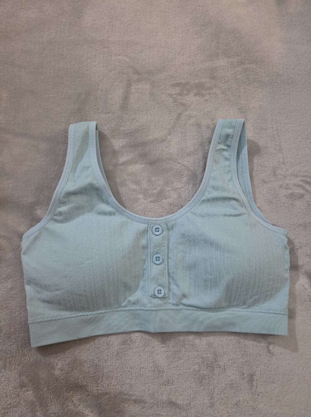 Arizona Body Seamless Variegated Rib Henley Bralette, size S light blue